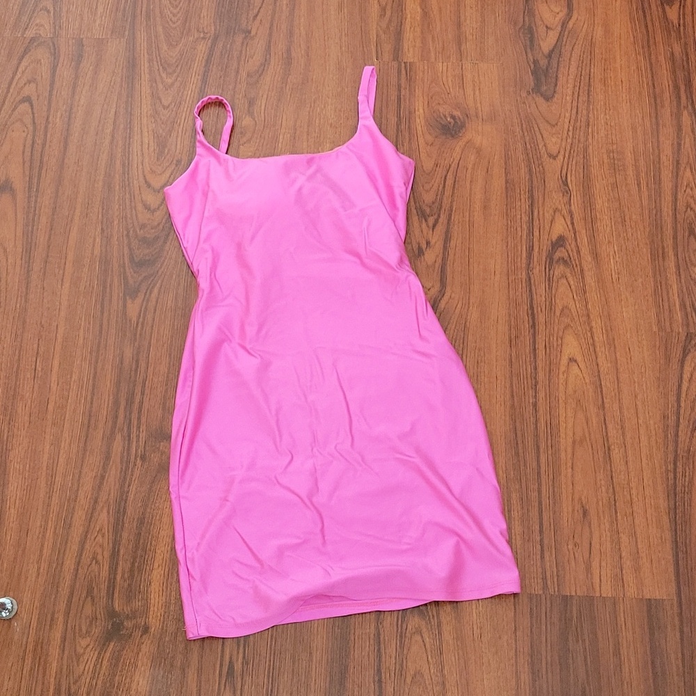 HERSHE Neon pink spaghetti strap mini Dress Size S
